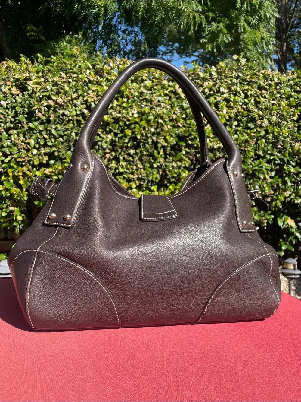 Dooney & Burke Dark Brown Annalisa Logo Lock Satchel